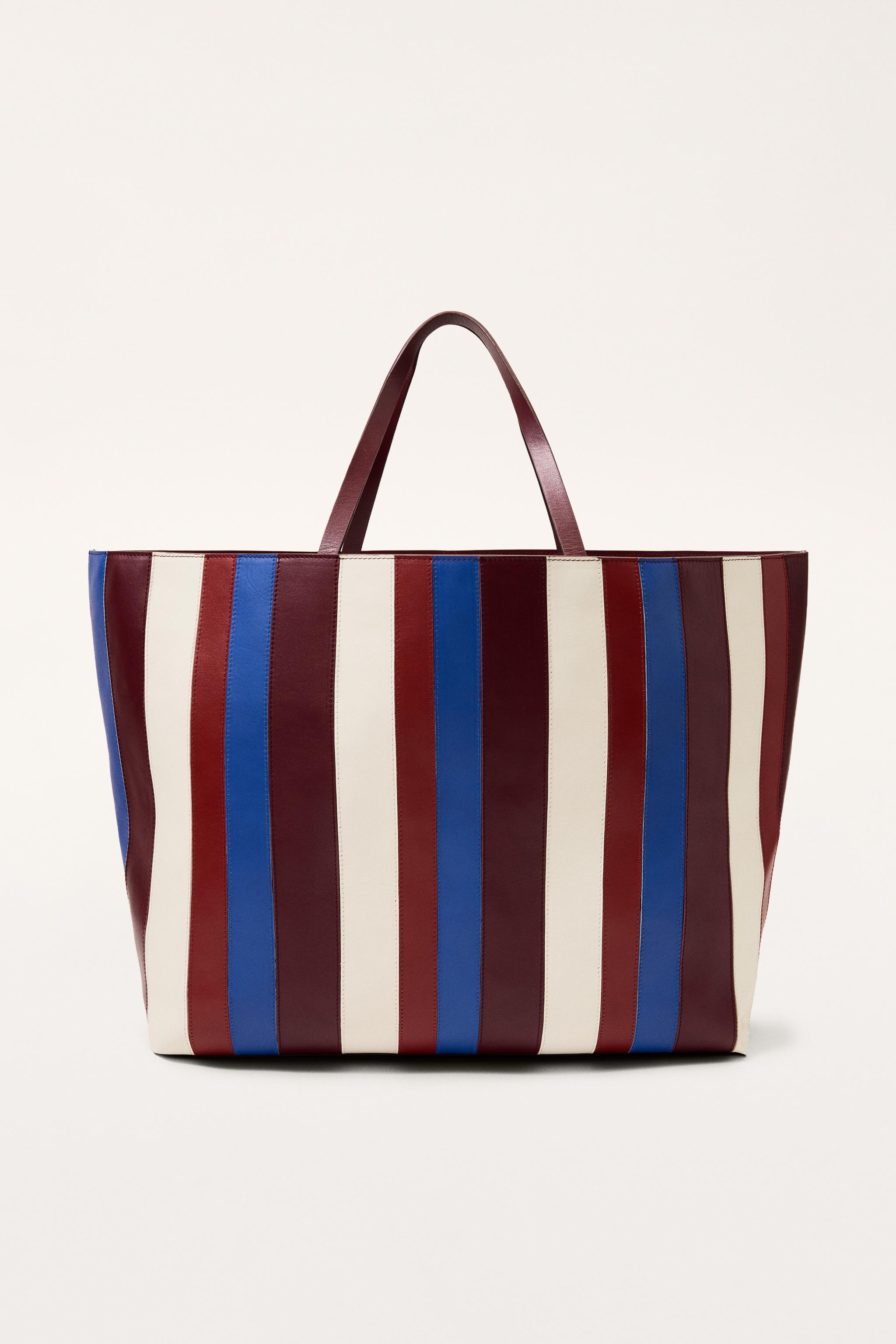 STRIPED LEATHER MAXI SHOPPER LIMITED EDITION